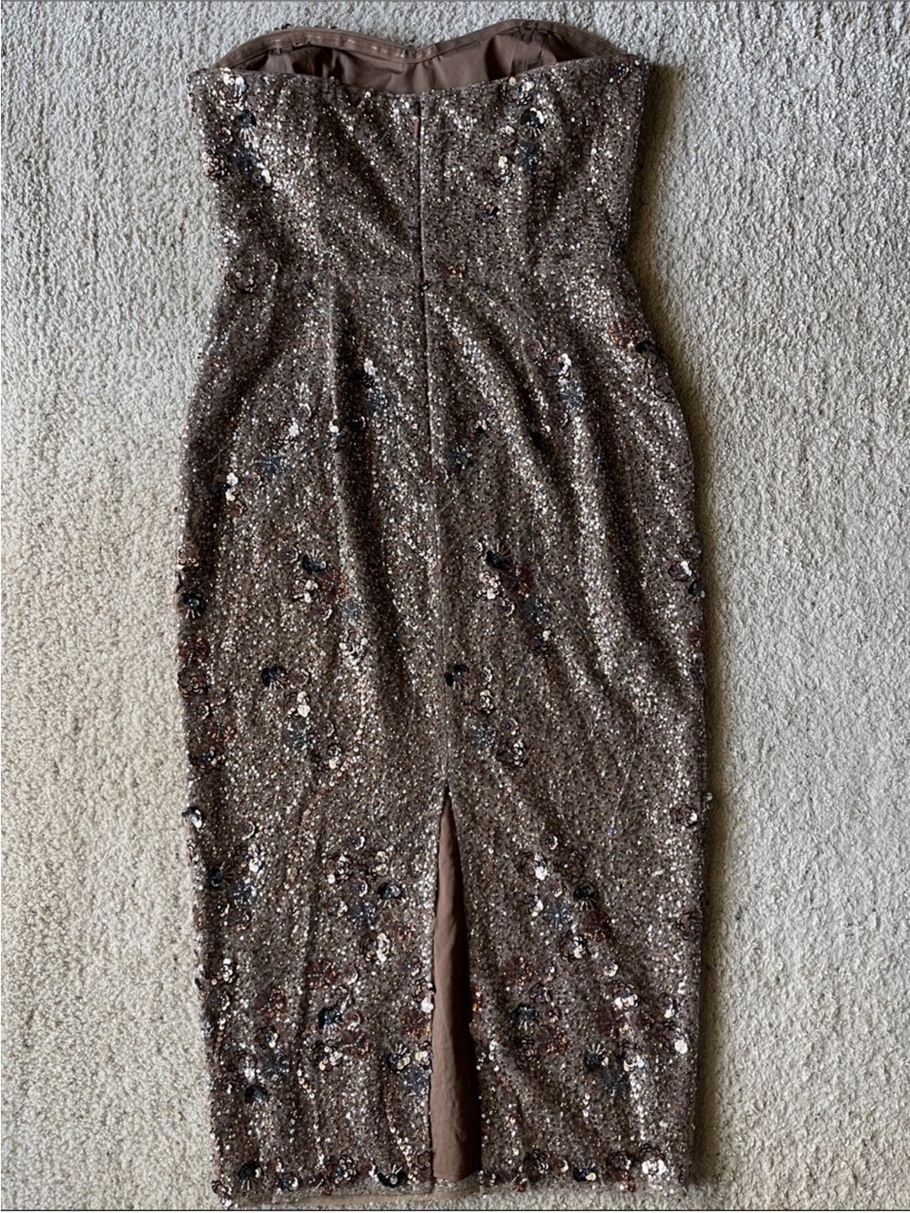 Dress the Population Shailene Dress in Bronze Multi Sequin Beaded Strapless - Picture 9 of 10